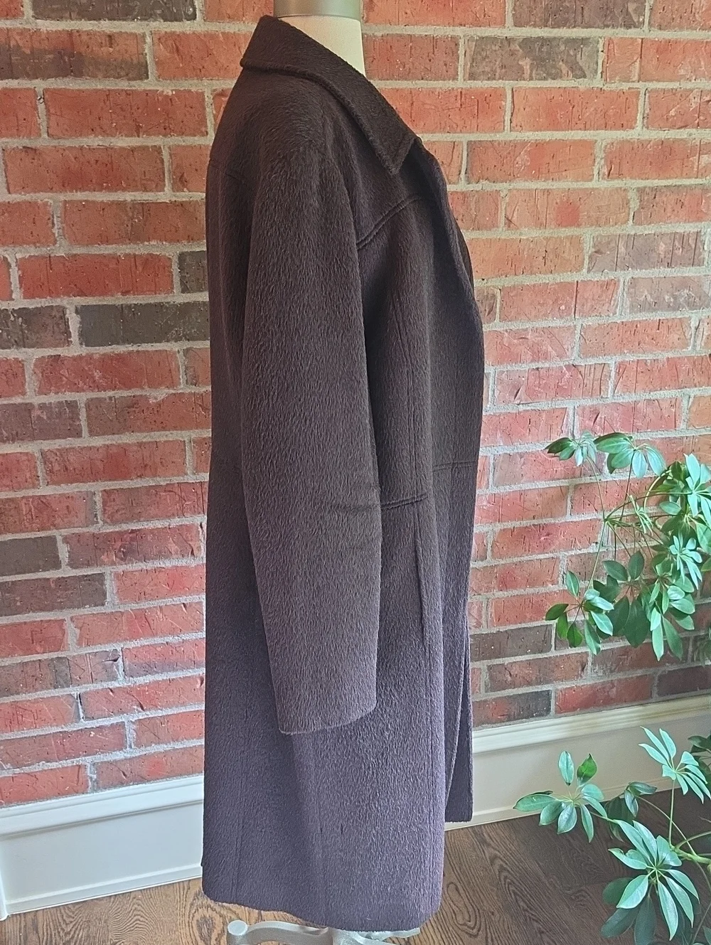 Anne Klein Vintage Alpaca Wool  Coat In Deep Brown Aubergine Womens Sixe 16 EUC - Picture 4 of 9